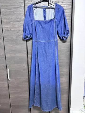 자라 데님 블루 롱 원피스 반팔