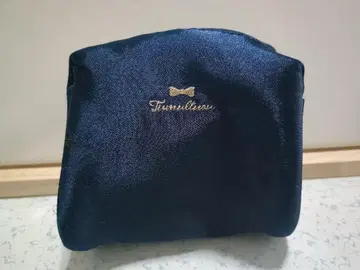 파우치 파랑 네이비 여성용 벨벳 세련된 리본 메이크업 파우치