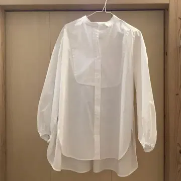 yori 화이트 밴드 카라 긴팔 셔츠