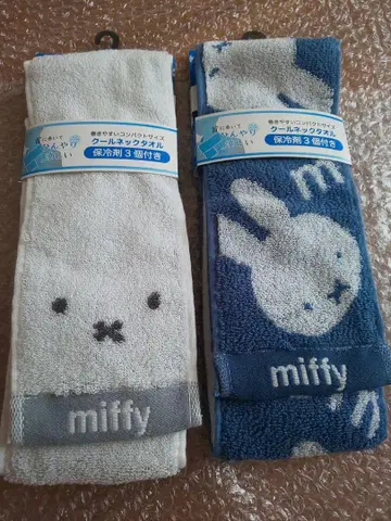 miffy 미피 쿨 넥 타월 세트 화이트 블루 2장 세트