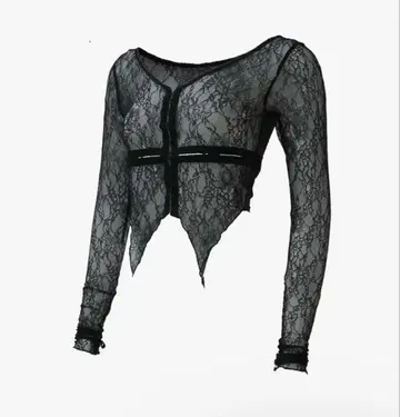 theredthread S split lace tops 블랙