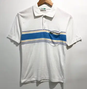 70년대 프랑스제 CHEMISE LACOSTE 가슴 포켓 부착 피케 셔츠