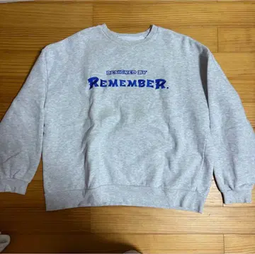 K-스타일, 스트릿, 빈티지 스타일 REMEMBER 디자인 맨투맨 그레이