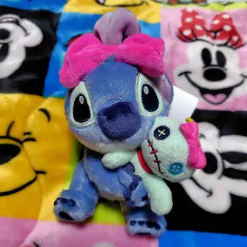 스티치 & 스쿰플 봉제 인형 키링 새상품 Ribbon Stitch