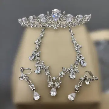 브라이덜 웨딩 티아라 귀걸이 목걸이