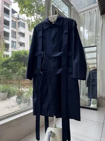 Walter van beirendonck 네이비 트렌치코트