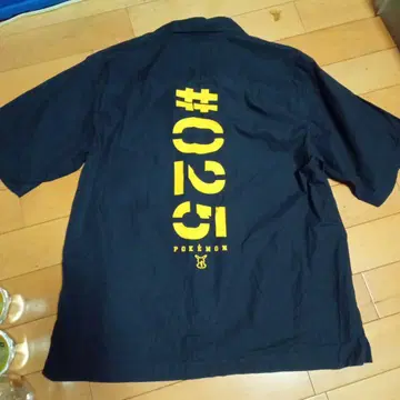 포켓몬 피카츄 셔츠 L 오픈 카라 자수 프린트