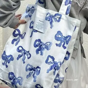 POPPY 리본 무늬 토트백
