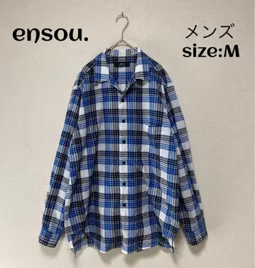 ensotu. 엔소우 체크 오픈 카라 셔츠 린넨 실크 M