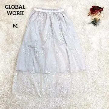 글로벌 워크] 샤샤 스커트 탈부착 가능 레이스 꽃무늬 자수 그레이 M