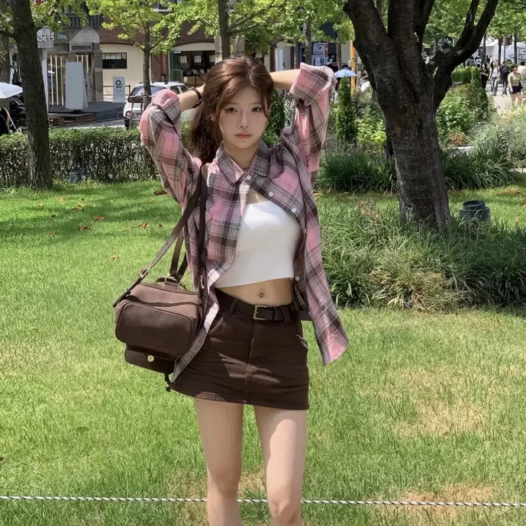 【MODIMOOD】WOODY COTTON SKIRT PANTS ベルトセット★ Avely Modimood Woody Cotton Skirt Pants Brown on Bunjang