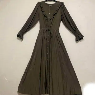 슬로브 이에나 롱 원피스 카키 장식 버튼 올리브