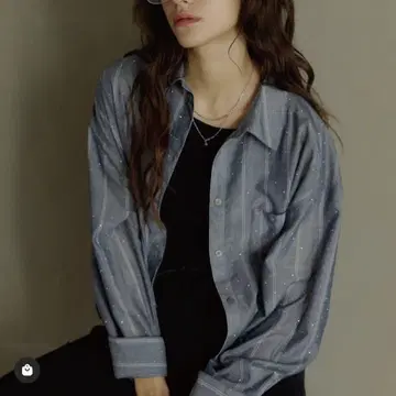 AZUL 큐빅 셔츠 스트라이프 네이비