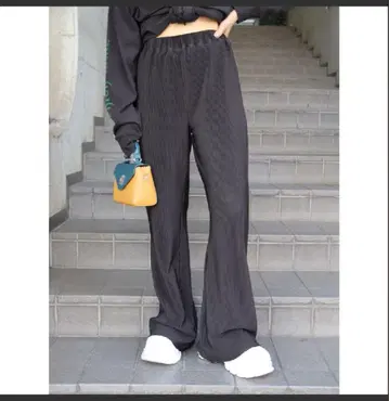 EVRIS 플리츠 플레어 팬츠
