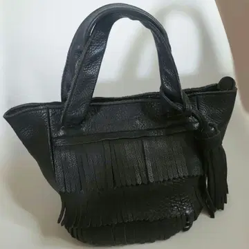 이아파피요네 블랙 프린지 가죽 백 ear PAPILLONNER