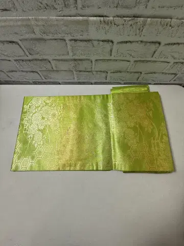 꽃무늬 반폭 오비 밝은 그린 컬러
