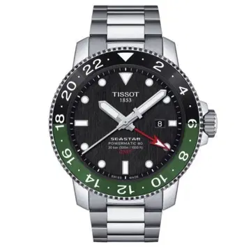Tissot SEASTAR GMT 블랙 그린 방수 시계