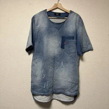 glamb 그램 Brian knit denim SH/데님풍 티셔츠