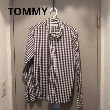 TOMMY 남성용 깅엄 체크 버튼 다운 셔츠