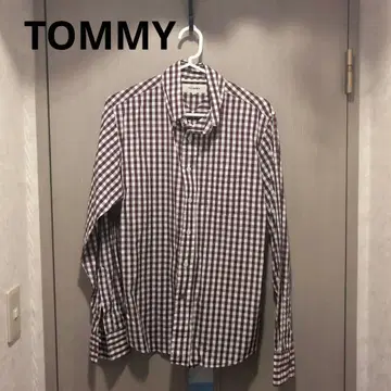 TOMMY 깅엄 체크 셔츠 버튼 다운 셔츠 남성용