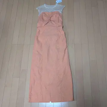 오렌지 슬리브리스 롱 원피스 S