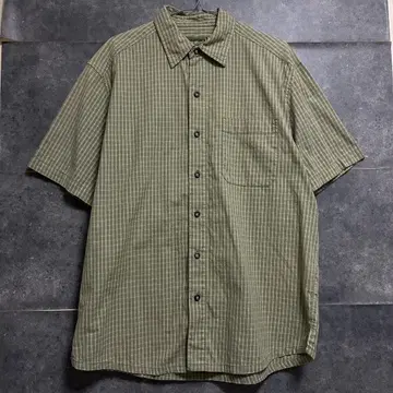 00s Eddie Bauer 박스 실루엣 반팔 셔츠 체크 무늬 구제 의류