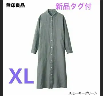 무인양품 린넨 워시드 긴팔 셔츠 원피스 린넨 100% XL 넉넉한