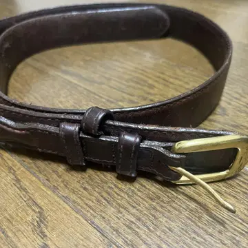 80s USA제 랜즈 엔드 빈티지 웨스턴 가죽 벨트 놋쇠 버클 브라운