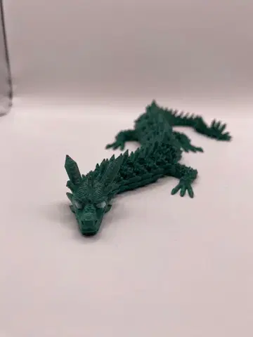 3D 프린트 메탈릭 그린 관절형 드래곤