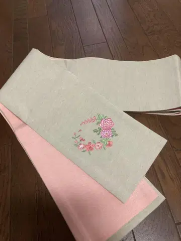 린넨 반폭 오비 자수