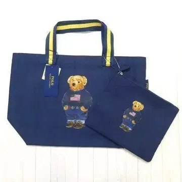 폴로 랄프 로렌 폴로 베어 파우치 토트백 에코백 네이비