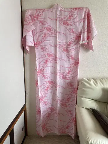 유카타 핑크 꽃무늬 레트로