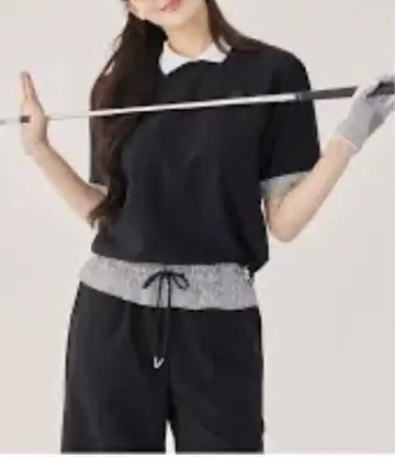 블랙 골프웨어 여성용 폴로 셔츠 셋업 M 사이즈