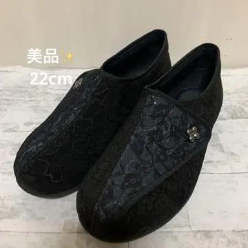 쾌보주의] 고급 레이스 블랙 꽃무늬 간호화 22cm