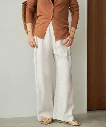Plage French LINEN EASY 팬츠 화이트 38 플라주