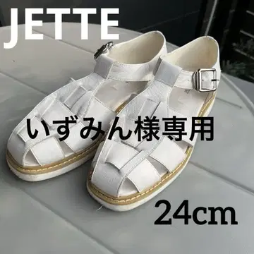 JETTE 샌들 천연 가죽 구르카 샌들 화이트 화이트 38 24cm