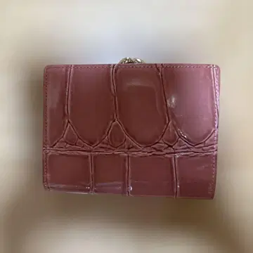 핑크 두겹 지갑 합성 피혁