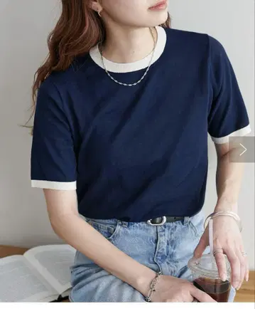 Discoat 하이 트위스트 링거 풀오버 네이비