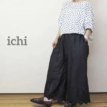 ichi 이치 코튼 스트랩 자수 팬츠 루즈한 빅 사이즈