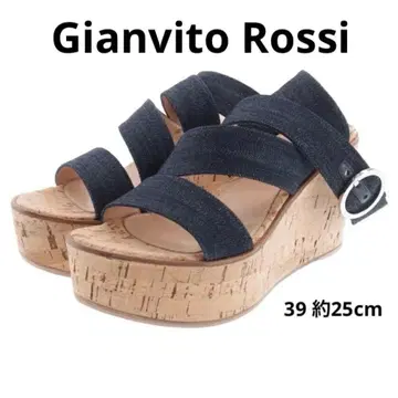 미사용 Gianvito Rossi 코르크 웨지솔 샌들