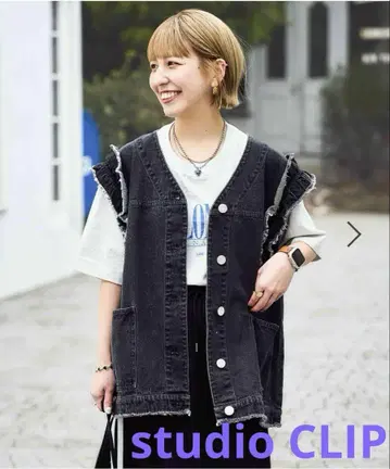 블랙 데님 베스트