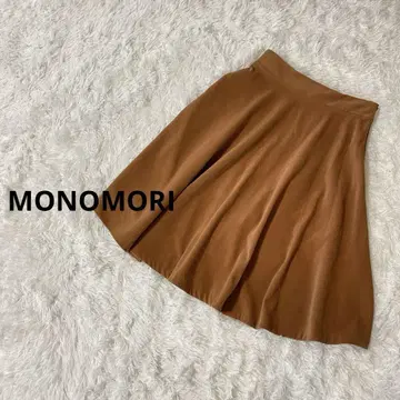 모노모리 무릎 기장 플레어 스커트 인조 가죽 한국 패션 안감 있음 S