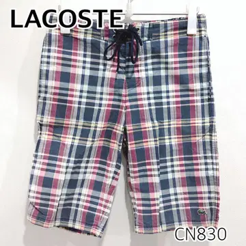 LACOSTE 라코스테 체크 무늬 코튼 숏 팬츠 하프 팬츠