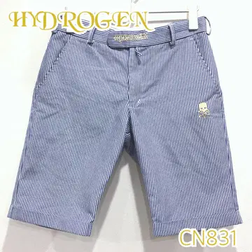 HYDROGEN 하이드로겐 자수 로고 스컬 스트라이프 숏 팬츠