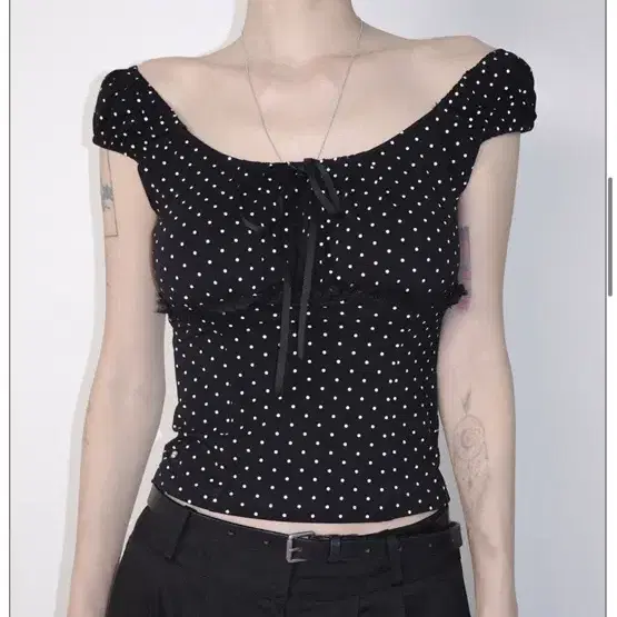 ★PALE JADE★ Dot Ribbon Cap Sleeve T PALE JADE | 페일제이드 Pale Jade Dot Ribbon Cap Sleeve Tee