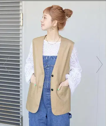 베이세 재고 프렌치 린넨 베스트 미사용 새상품