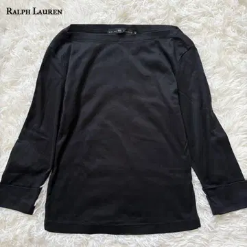 랄프 로렌 티셔츠 M 보트넥 오분소매 롤업 블랙 일본제