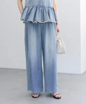 PUal cecin 면 린넨 데님 팬츠
