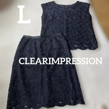 CLEARIMPRESSION 플라워 자수 레이스 슬리브리스 셋업 L