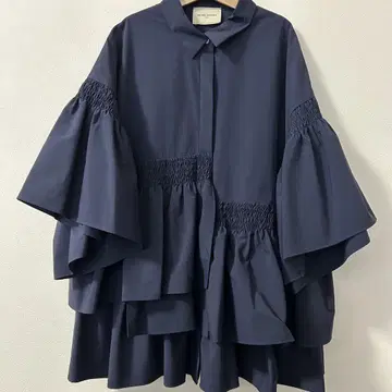 UNITED ARROWS 불규칙 셔링 6부 소매 블라우스